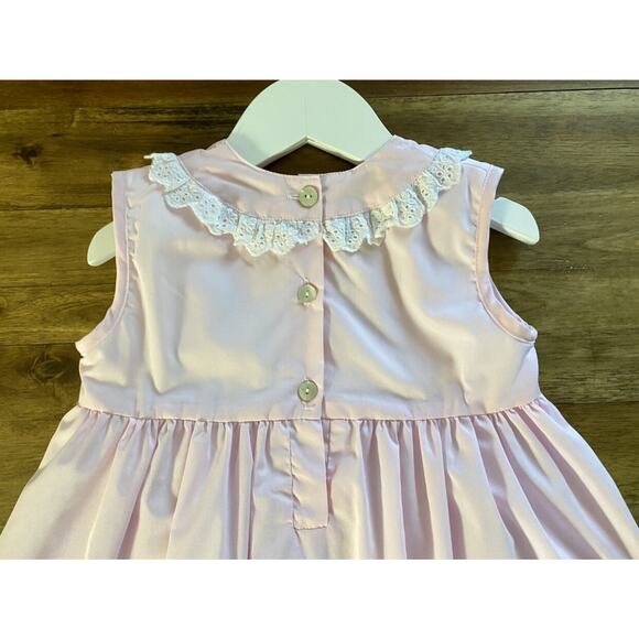 The Oaks Apparel Lulu Pink Yellow Embroidered Lemons Sleeveless Lace Dress 4 - Picture 6 of 7